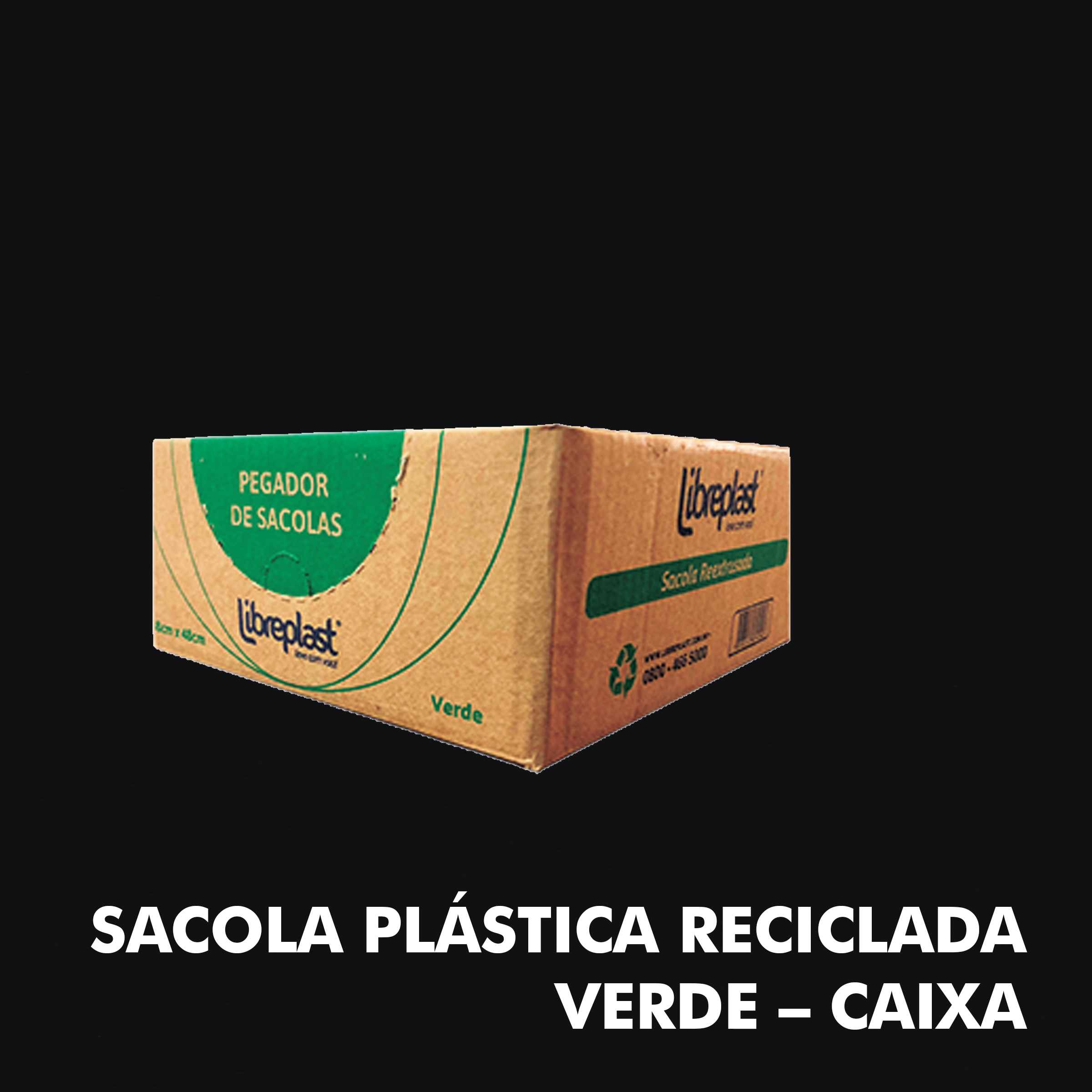 Sacola Plástica Reciclada Verde – Caixa - RF